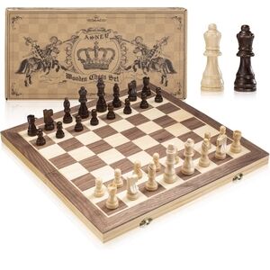 Wooden Chess Set - Brown and Cream
